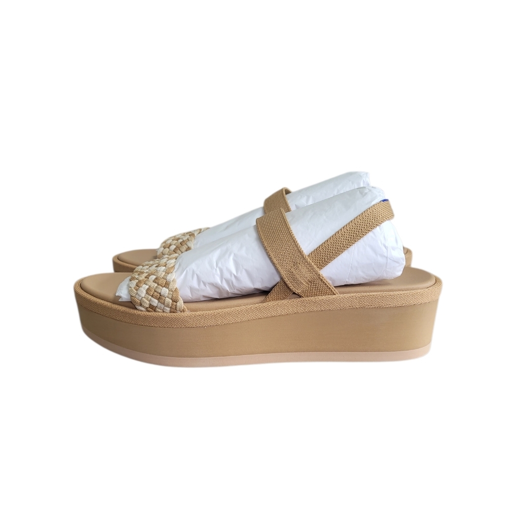Rothy's Tan Woven Platform Sandals